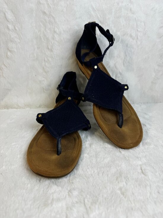 Koolaburra By UGG Shoes - Koolaburra By UGG Womens Briona Wedge Sandal Insignia Blue Size US 9 Cork Suede